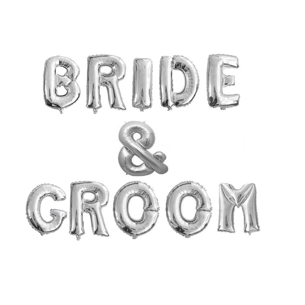 Balon Folie, set "Bride and Groom", Argintiu - 40 cm - nuria.store.ro