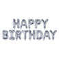 Balon Folie, Set Litere "Happy Birthday", Litere pe Suport, Argintiu - 41 cm - nuria.store.ro