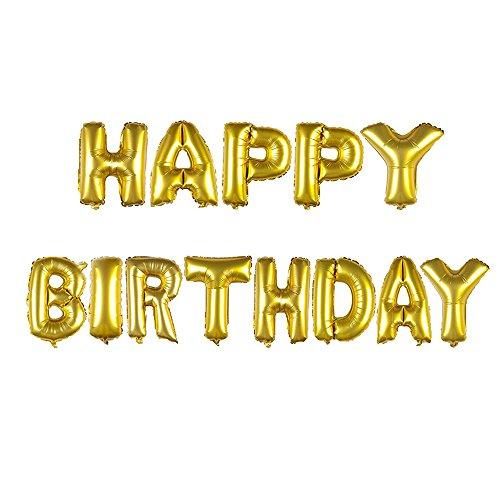 Balon Folie, Set Litere "Happy Birthday", Litere pe Suport, Auriu - 41 cm - nuria.store.ro