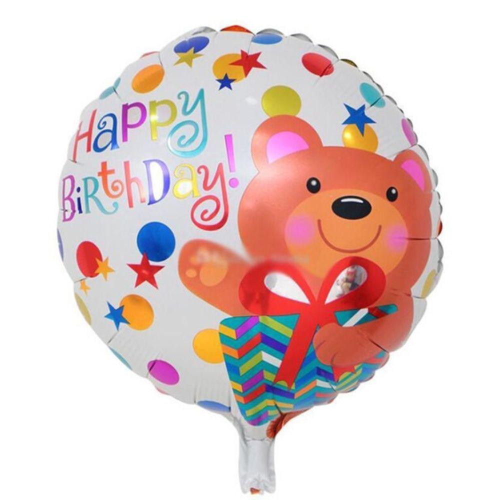 Balon Folie Rotund cu Desen Ursulet "Happy Birthday" - nuria.store.ro