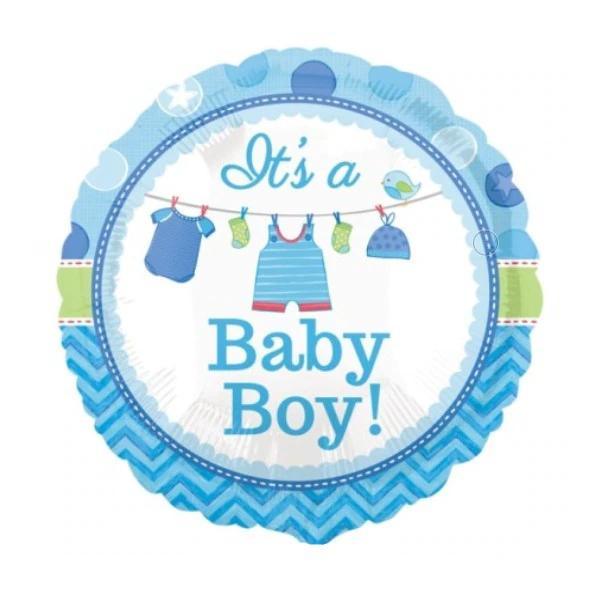 Balon Folie rotund "It's a Baby Boy", Albastru - 46 cm - nuria.store.ro