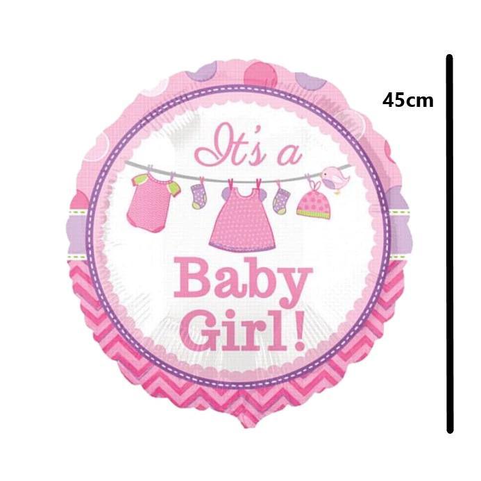 Balon Folie rotund "It's a Baby Girl", Roz - 46 cm - nuria.store.ro