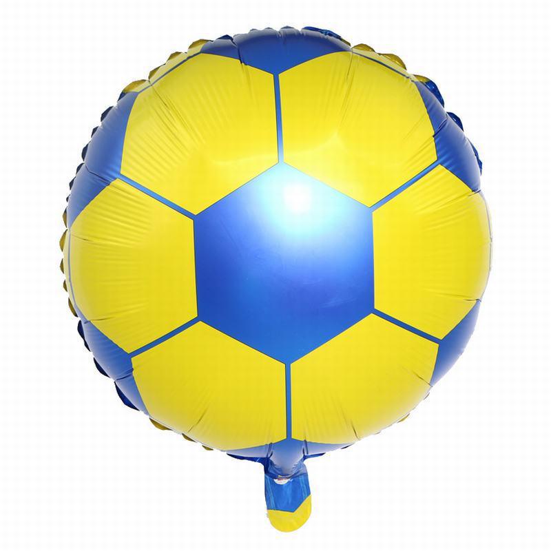 Balon Folie Minge Fotbal, Galben cu Albastru - 45 cm - nuria.store.ro