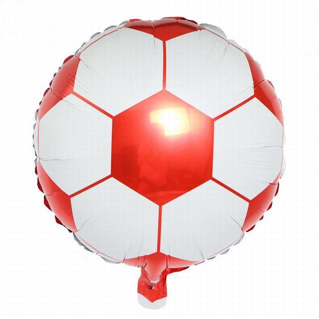 Balon Folie Minge Fotbal, Alb cu Rosu - 45 cm - nuria.store.ro