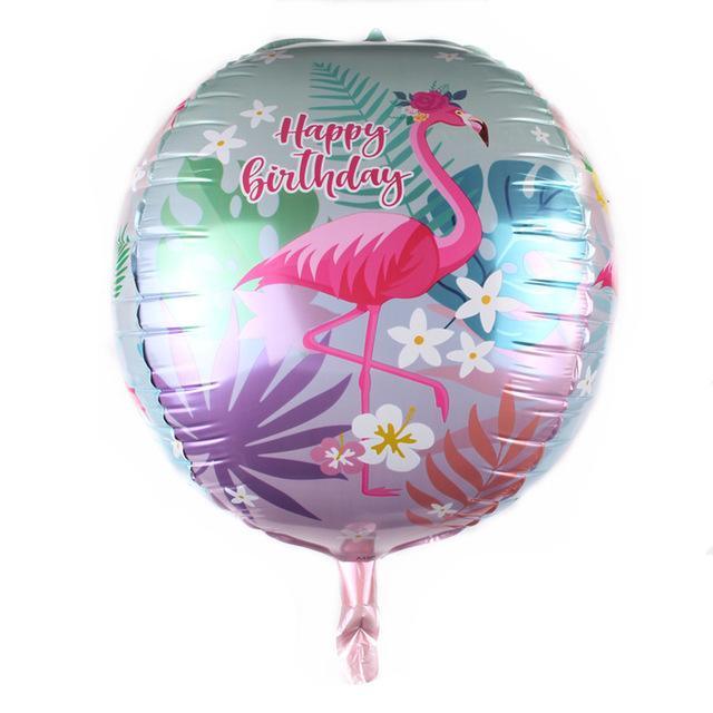 Balon Folie Sfera orbz "Happy Birthday" cu Desen Flamingo - nuria.store.ro