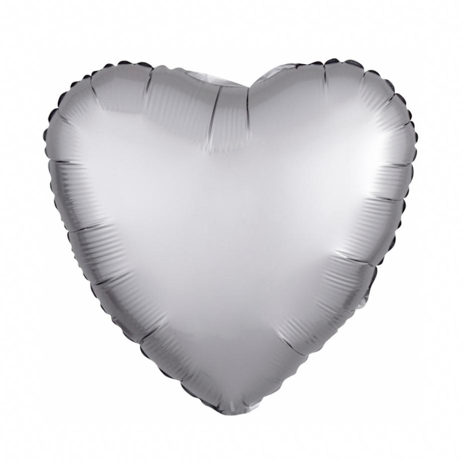 Balon Folie, Forma Inima, Argintiu Mat - 45 cm - nuria.store.ro