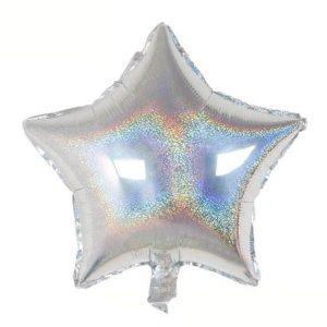 Baloane Folie Forma Stea 5 colturi, Argintiu Holografic - nuria.store.ro
