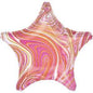 Balon Folie Forma Stea, Marmorat Roz - 45 cm - nuria.store.ro