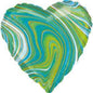 Balon Folie Inima Marmorat, Verde - 45 cm - nuria.store.ro