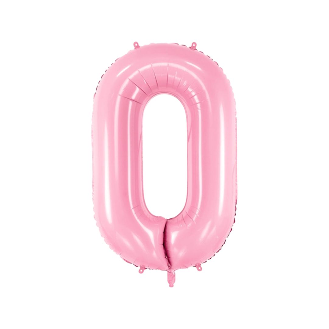 Baloane Folie Roz Pastel, Cifra 0 - 86 cm