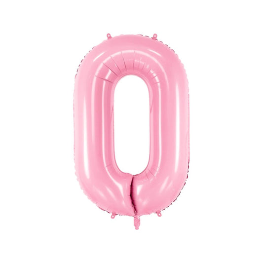 Baloane Folie Roz Pastel, Cifra 0 - 86 cm