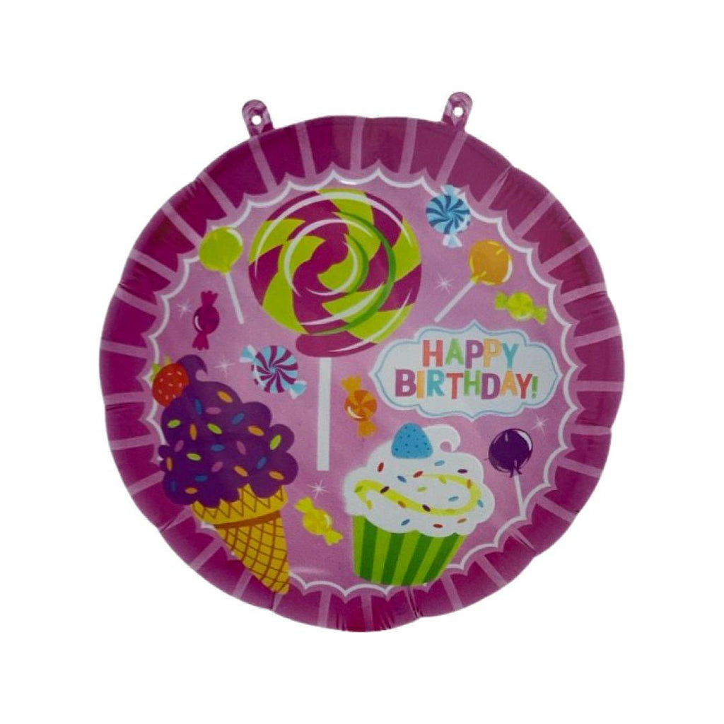 Balon Folie Rotund, Happy Birthday, cu Acadele - 45 cm - nuria.store.ro