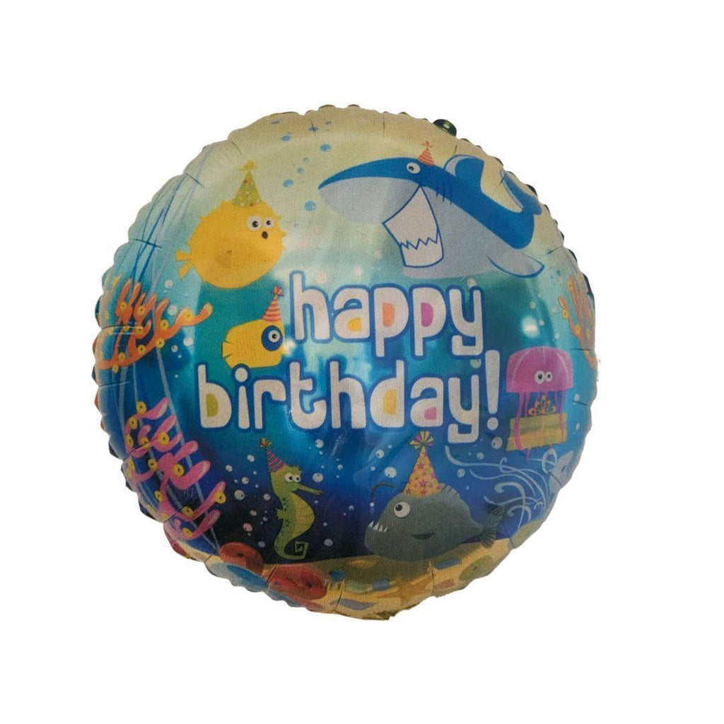 Balon Folie Rotund, Happy Birthday, Pesti din Ocean - 45 cm - nuria.store.ro