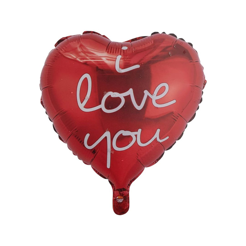 Balon Folie, Forma Inima, Culoare Rosu, Inscriptionat "I Love You" - nuria.store.ro