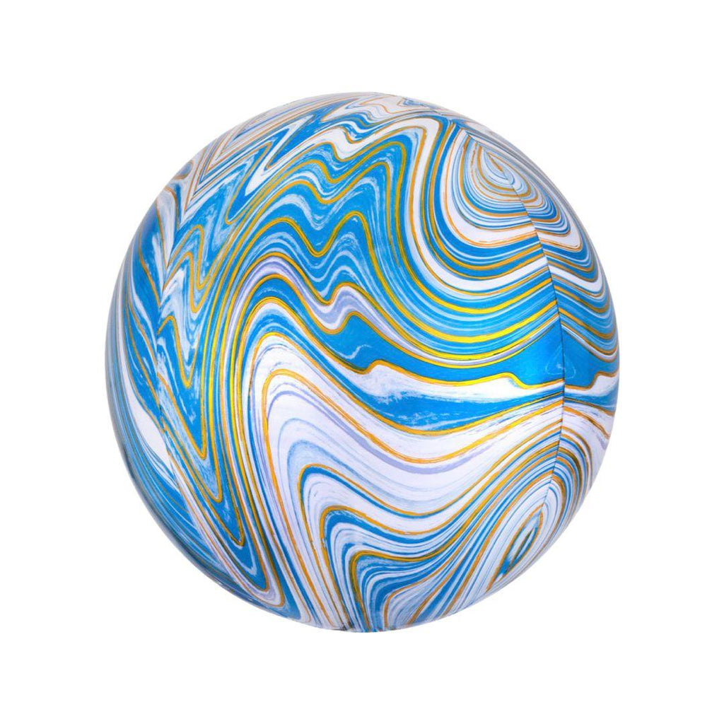 Balon Folie Sfera 3D, Marmorat Albastru - 62,4 cm - nuria.store.ro