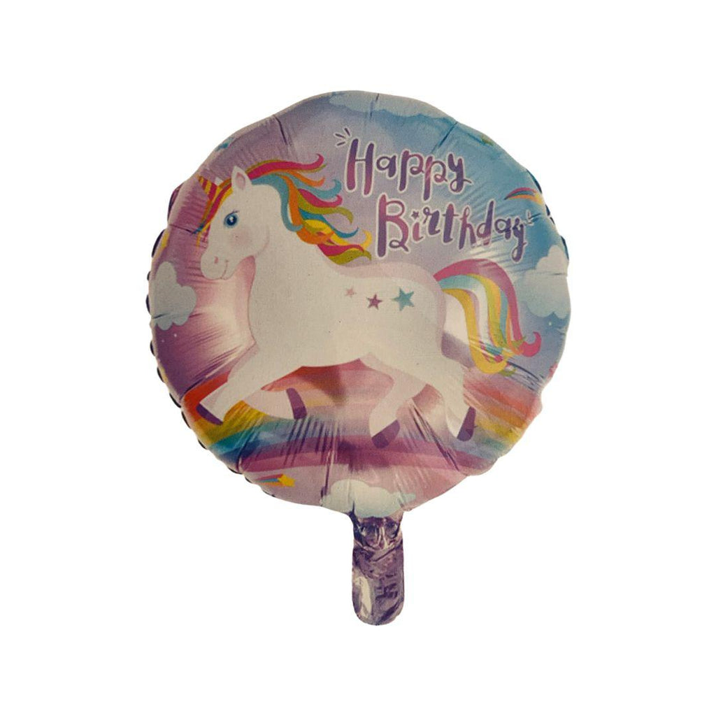 Balon Folie Rotund Unicorn Happy Birthday - 45 cm - nuria.store.ro