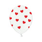 Baloane Latex Alb cu Inimi Rosii - Set 6 buc - 30 cm - nuria.store.ro
