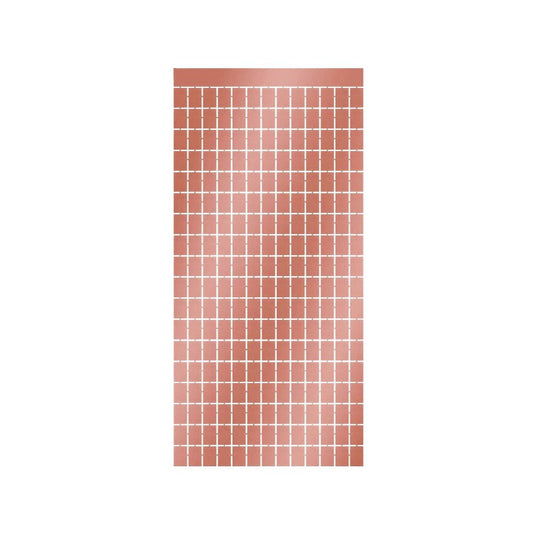 Perdea din Folie cu Patratele, Rose Gold, Lungime 2m, Latime 1m - nuria.store.ro